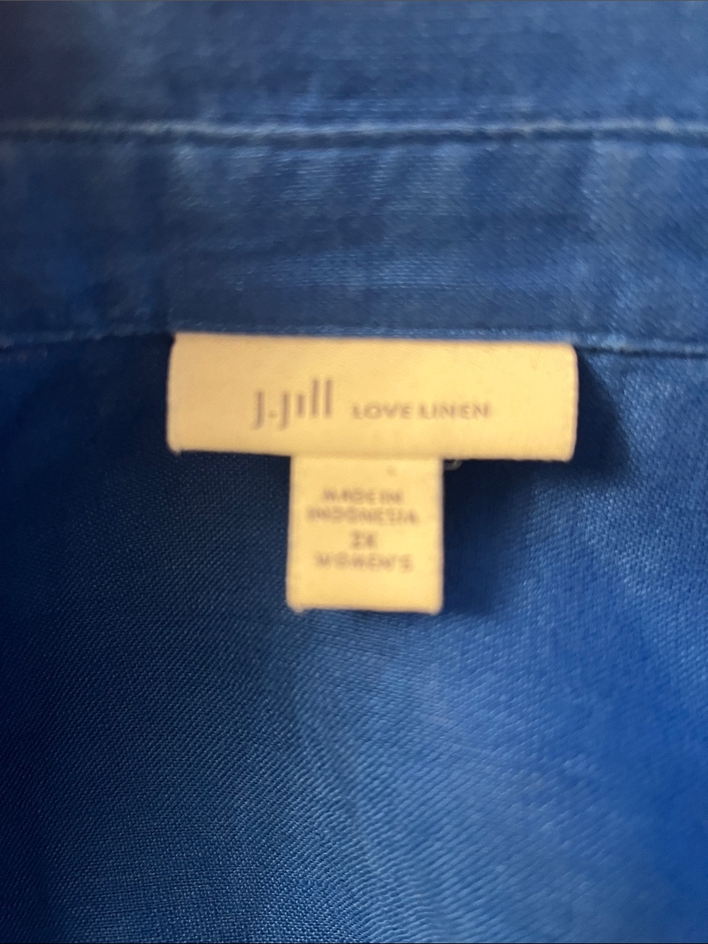 J.Jill Love Linen Bright Royal Blue Collared Button-Front Dress - Picture 8 of 8
